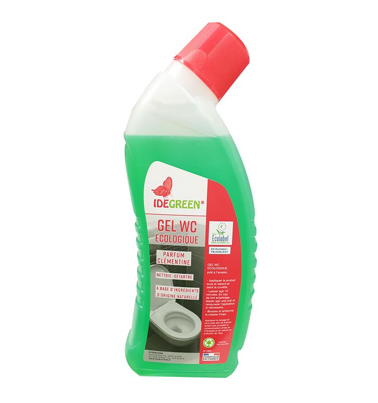 Flacon 750ml Gel WC écologique IDEGREEN Écolabel parfum clémentine.
