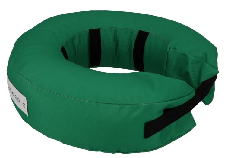 Collier carcan gonflable vert taille XL pour grand chien type labrador.