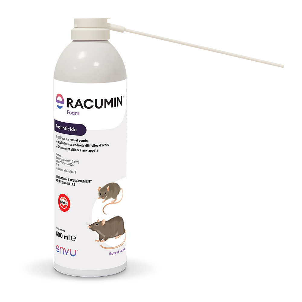 Aérosol Racumin Foam 500 ml – mousse rodenticide professionnelle rats et souris