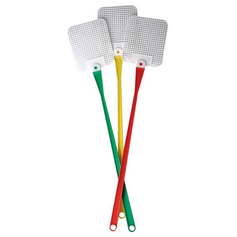 Tapette à mouches Fury, avec manche souple et tamis blanc perforé pour une lutte anti-insectes naturelle.