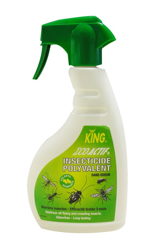 Pulvérisateur 500ml d'insecticide polyvalent King ECO-ACTIF, solution sans odeur pour éliminer tous les insectes volants et rampants.
