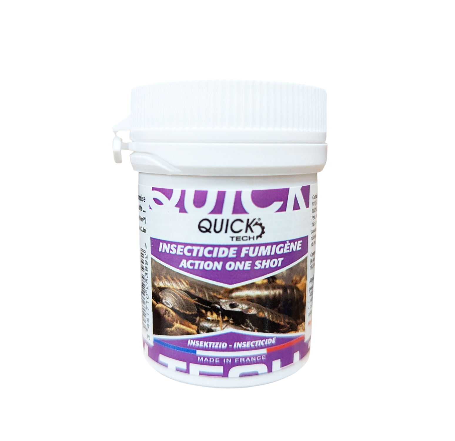 Fumigène insecticide QUICK TECH 11g pour traitement choc punaises, cafards et moustiques.