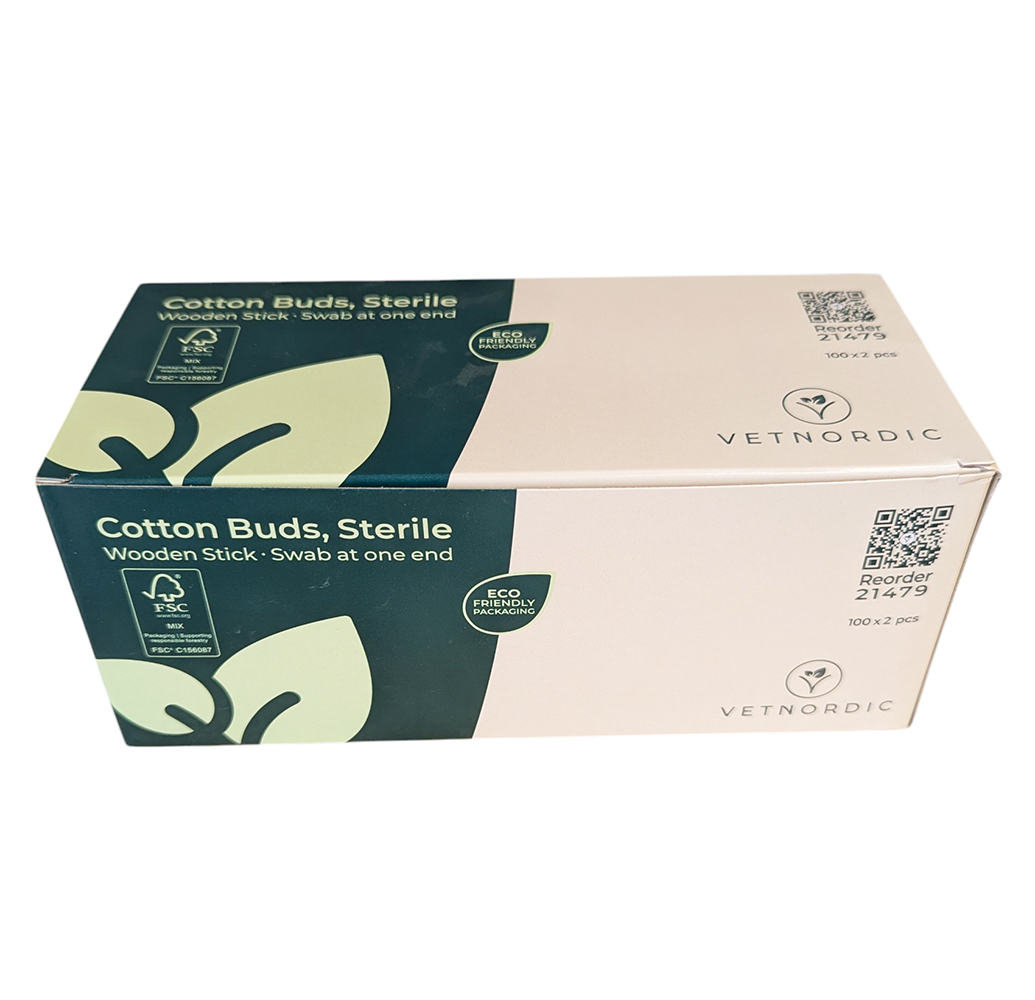 Écouvillon stérile 15 cm tige bois embout coton sachet de 2.