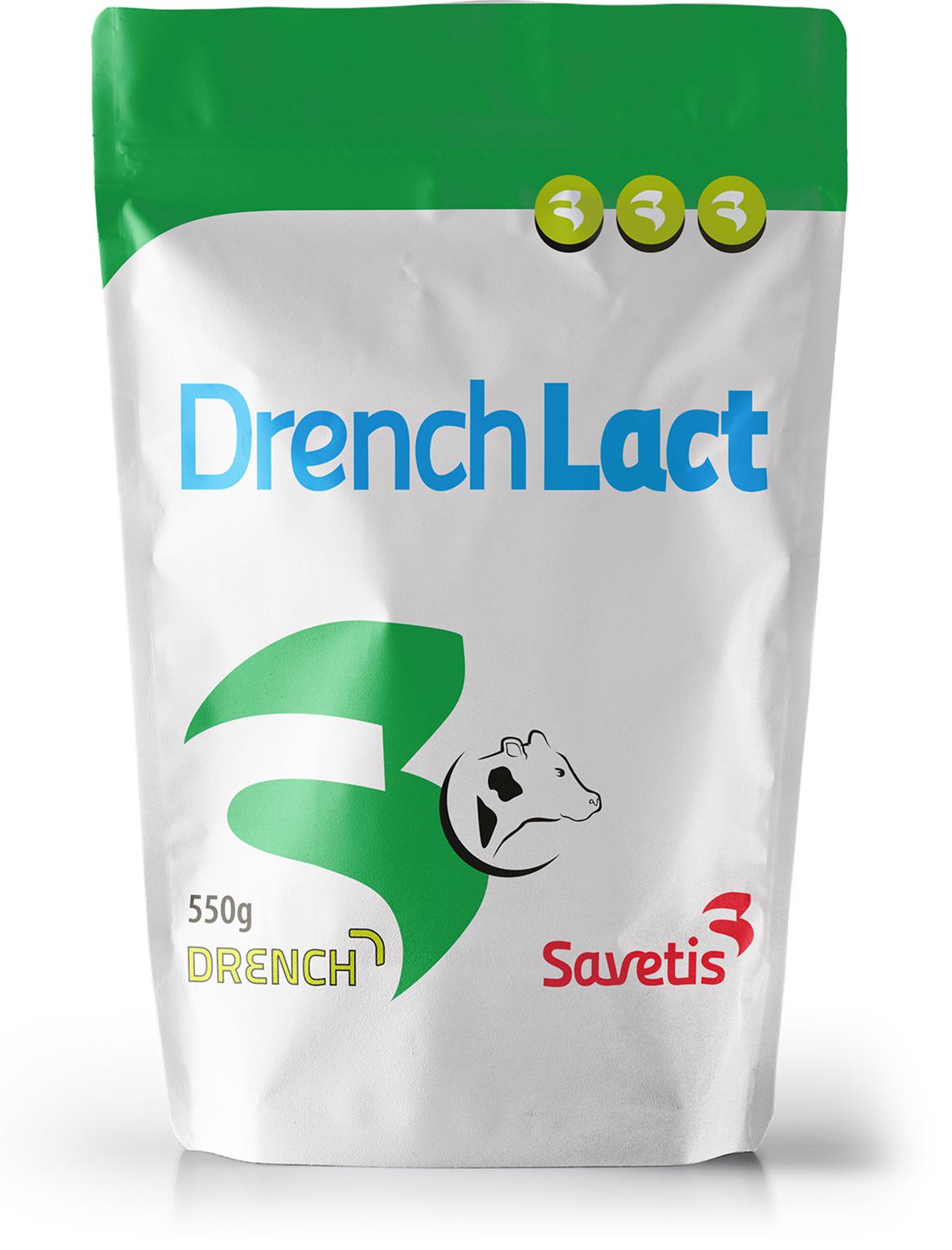 Drench Lact Savetis 550 g – aliment minéral pour bovins adultes, riche en électrolytes, pour réhydratation et soutien en convalescence.