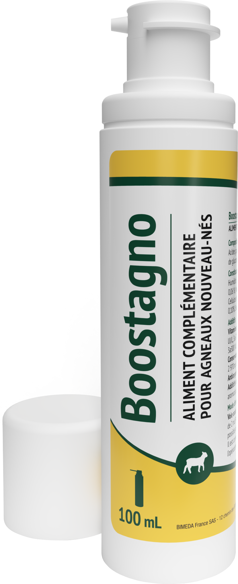 BOOSTAGNO flacon doseur 100 ml – complément appétent lait-vanille pour agneaux nouveau-nés, énergie et vitamines