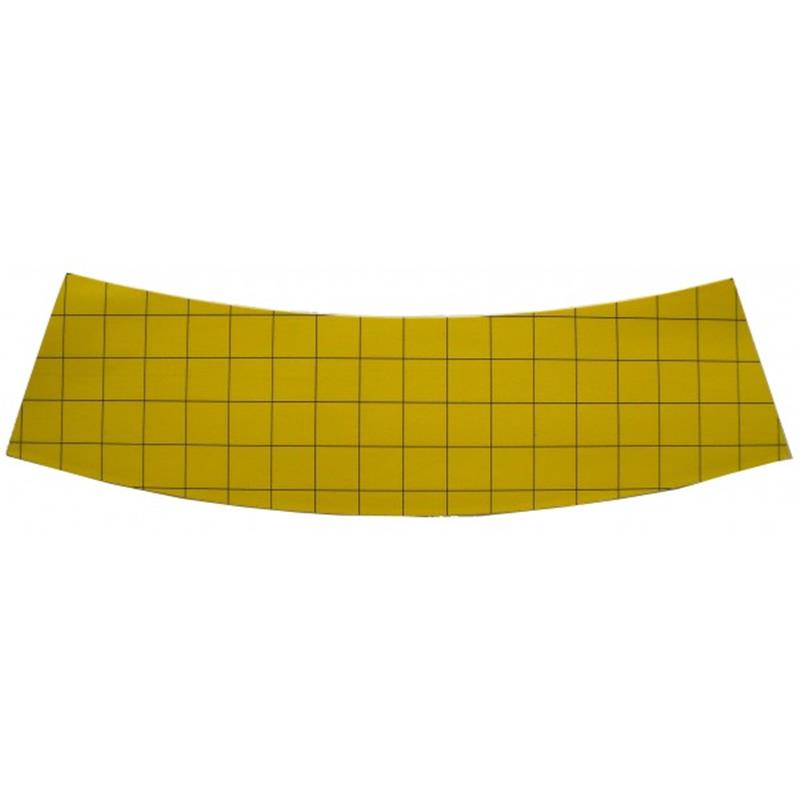 Plaque de glu jaune pour piège Funnel Trap, montrant le quadrillage noir précis facilitant le comptage des mites alimentaires.