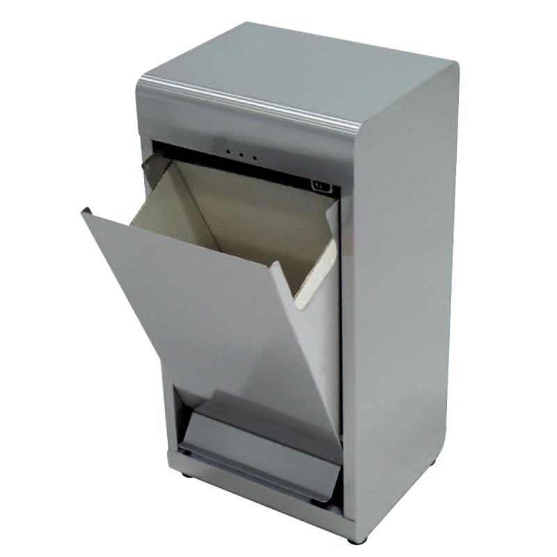 Poubelle germicide inox avec lampe UVC pour désinfection médicale et agro-alimentaire.
