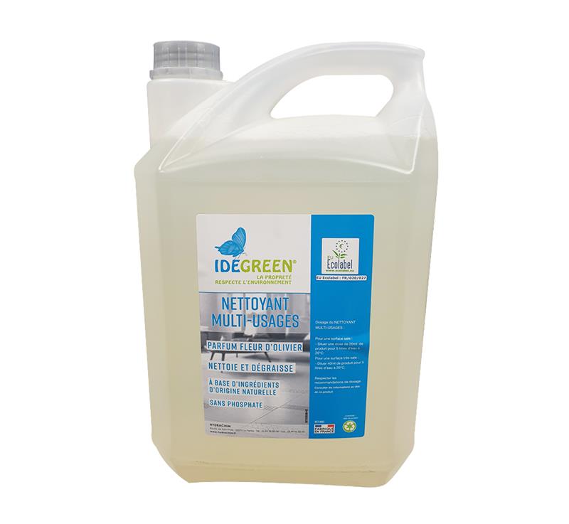 Bidon 5L nettoyant multi-usages écologique IDEGREEN Écolabel parfum olive.
