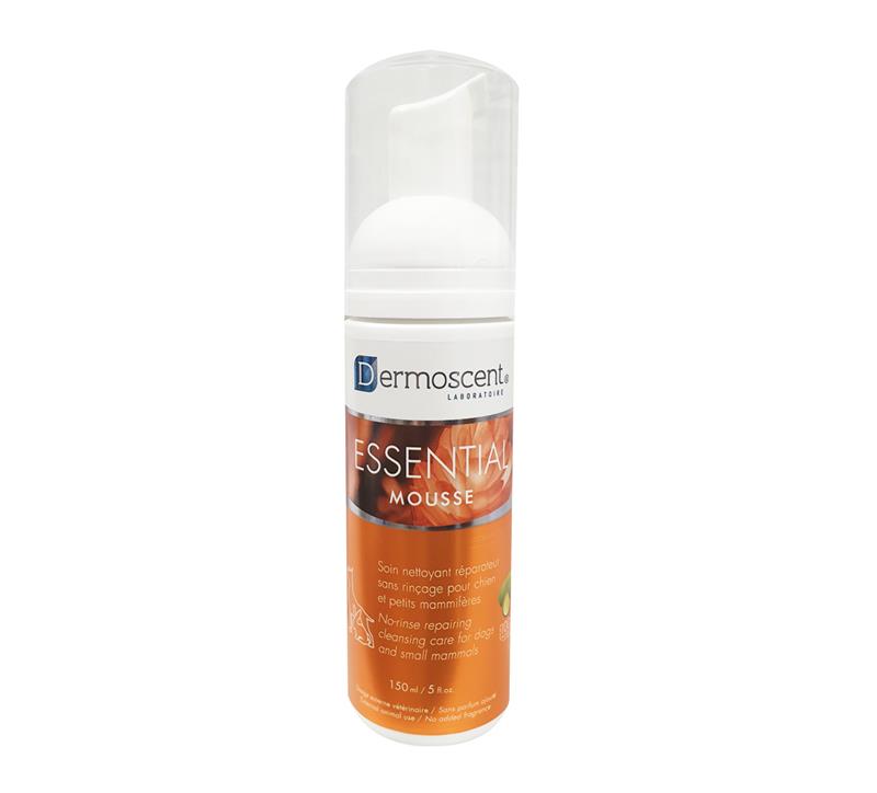 Flacon Dermoscent Essential Mousse 150ml shampooing sec chien sans rinçage anti-odeur