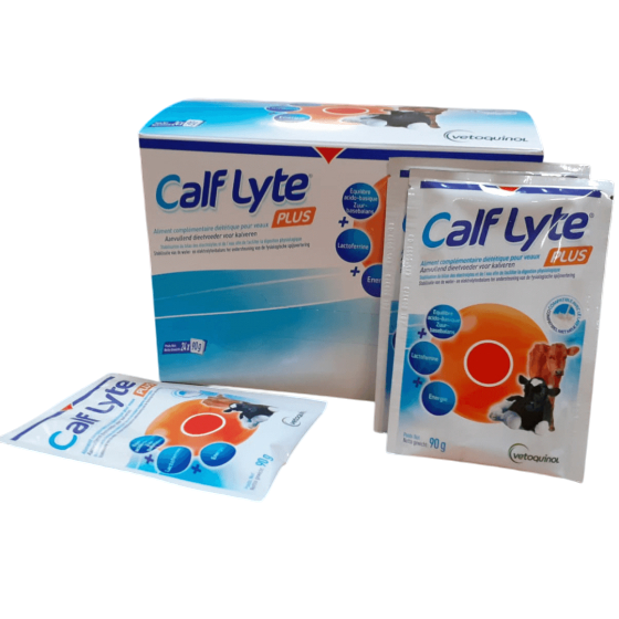 Boîte Calf Lyte Plus Vetoquinol 24 sachets de 90g - Poudre réhydratante pour veau.
