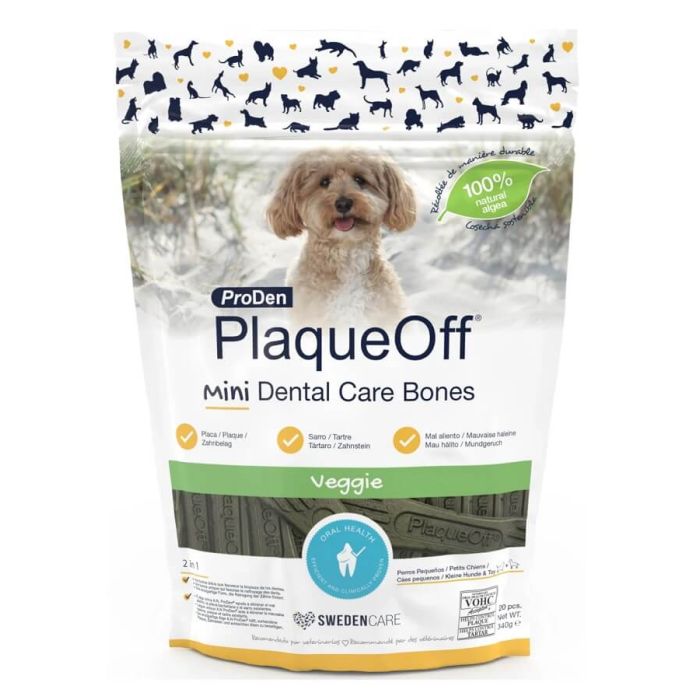 ProDen PlaqueOff Mini Dental Bones chien veggie 340g friandises dentaires naturelles anti-plaque et haleine fraîche Swedencare