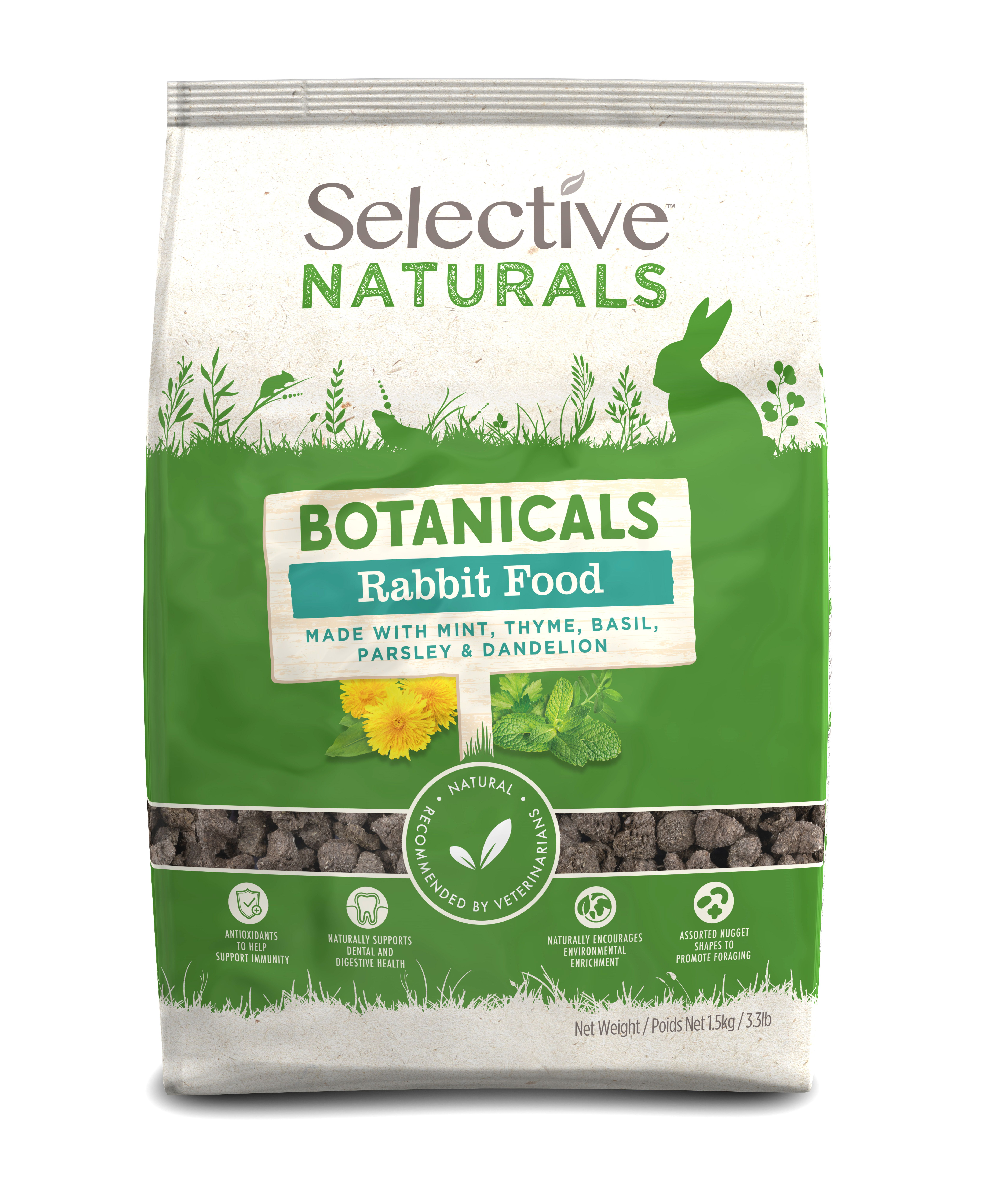 Sachet de 1,5 kg d'extrudés aux herbes Supreme Selective Naturals Botanicals Lapin.