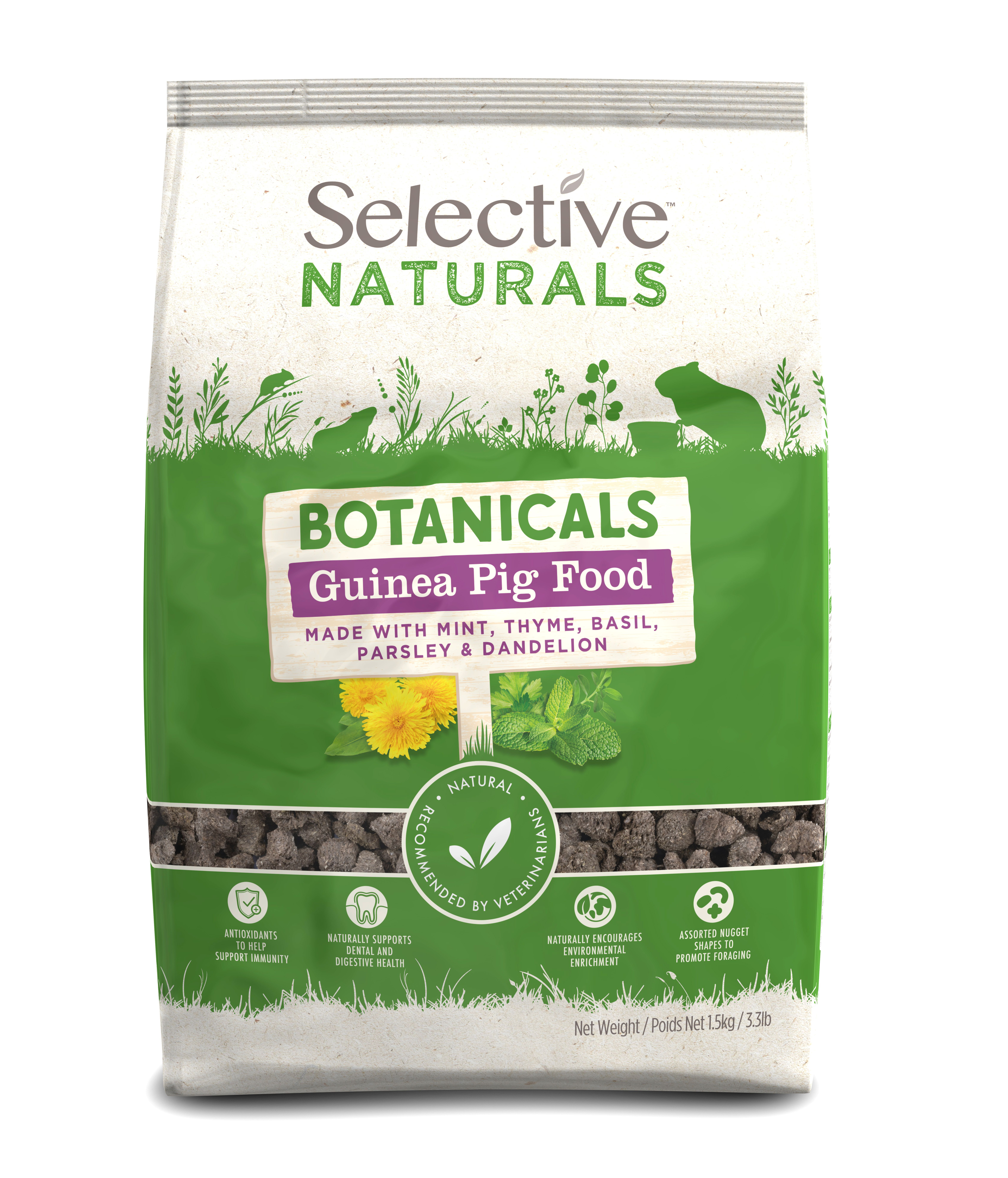 Sachet de 1,5 kg d'extrudés aux herbes Supreme Selective Naturals Botanicals Cochon d'Inde