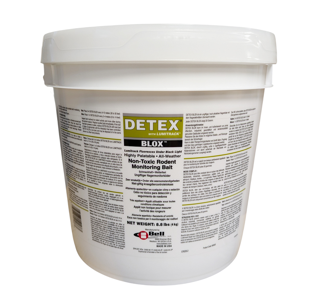 Detex Blox Lumitrack appât non toxique détection rongeur et traceur fluorescent seau 4kg