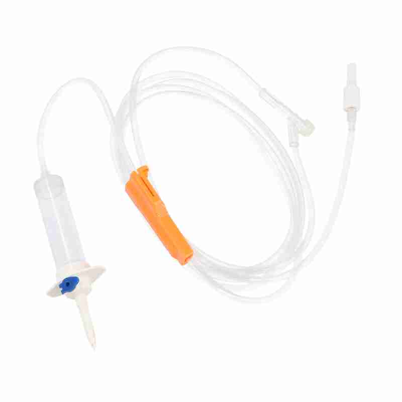 Kit de perfusion stérile avec tubulure extra-longue de 220 cm, chambre de goutte-à-goutte avec valve anti-air et site d'injection en Y.