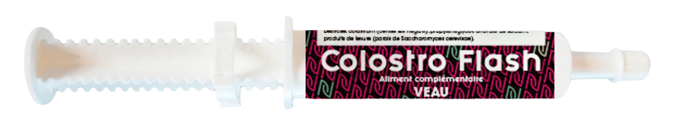 Seringue de Colostro Flash Obione, aliment complémentaire pour veau nouveau-né à base de colostrum et probiotiques.