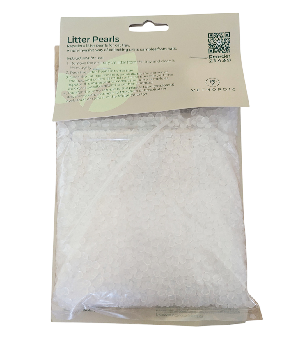 Perles de litière hydrofuges 200 g – collecte d’urine de chat avec pipette stérile.