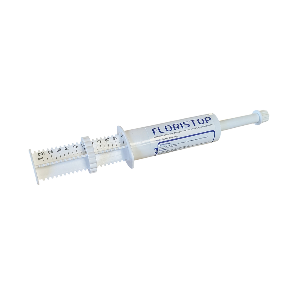 Floristop Seringue 10x100ml – pâte probiotique et antidiarrhéique pour bovins et veaux Savetis