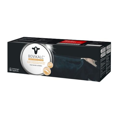 Boîte de 4 bolus BOVIKALC Boehringer Ingelheim, calcium oral pour prévention fièvre vitulaire vache.