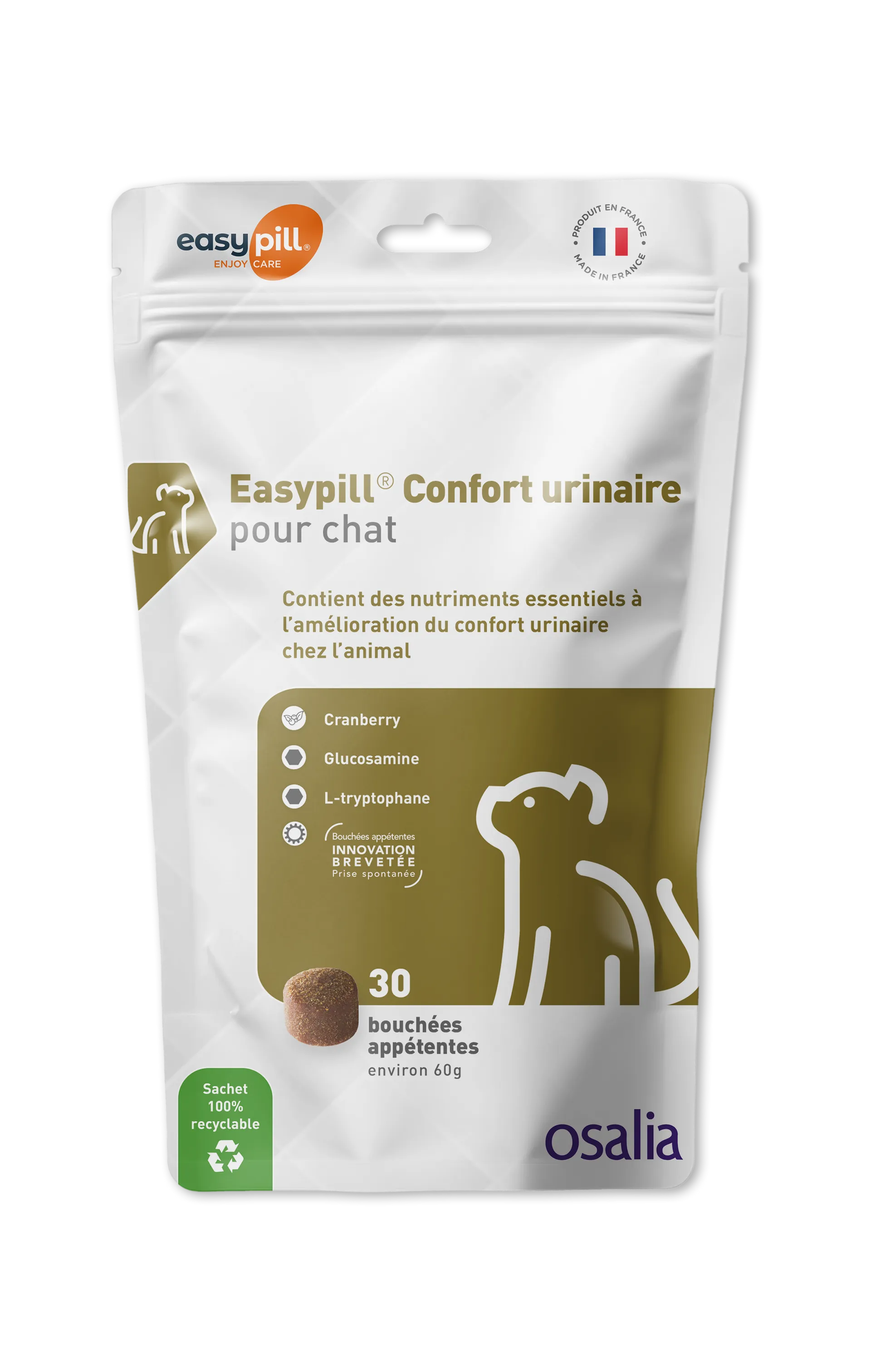 Sachet Easypill Confort Urinaire Chat Osalia 30 bouchées cranberry glucosamine