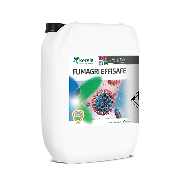 Bidon de 20 kg de désinfectant professionnel pour bâtiment d'élevage Fumagri Effisafe de Kersia.