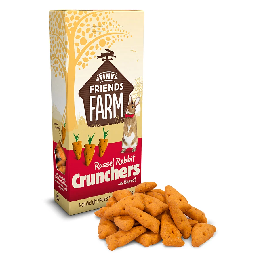 Boite de 120g de biscuits croquants a la carotte Tiny Friends Farm Russel Rabbit Crunchers