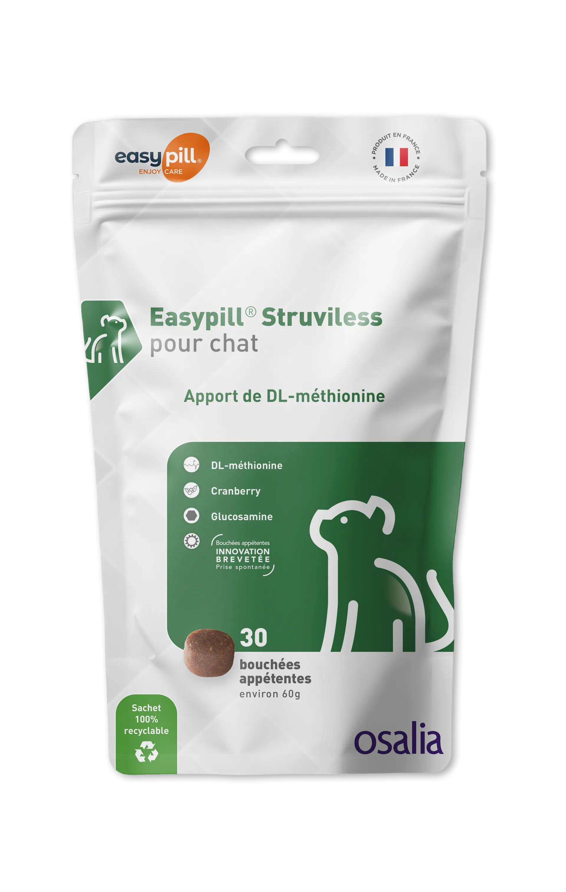 Sachet Easypill Struviless Chat Osalia 30 bouchées struvites methionine