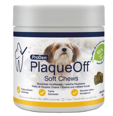 ProDen PlaqueOff Chien Soft Chews 120 bouchées dentaires naturelles contre tartre et mauvaise haleine – Swedencare