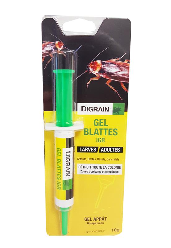 Seringue Gel Blattes IGR Digrain 10g pour élimination des nids de cafards et larves.