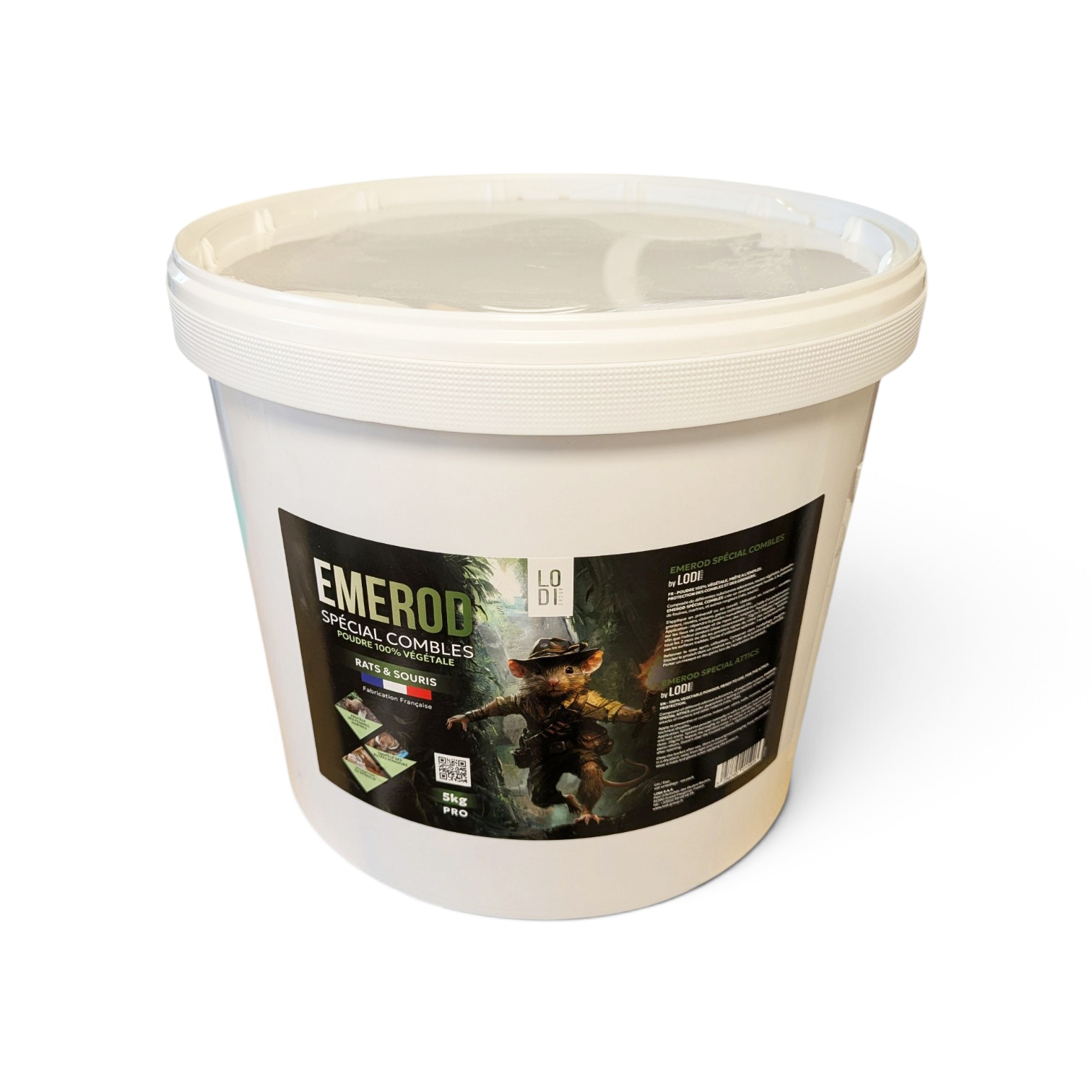 Seau de 5 kg EMEROD Spécial Combles, répulsif poudre végétale pour greniers.