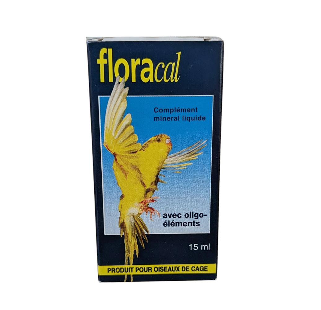 Flacon Floracal 15ml Laboratoire Moureau complément calcium oiseaux ponte.