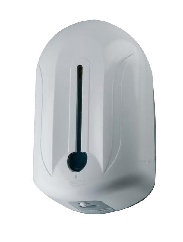 Distributeur automatique de savon sans contact 1100 ml blanc voyant translucide.