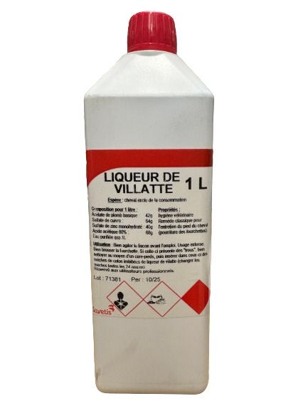 Liqueur de Villatte 1L Savetis – lotion détergente et protectrice pour sabot et fourchette