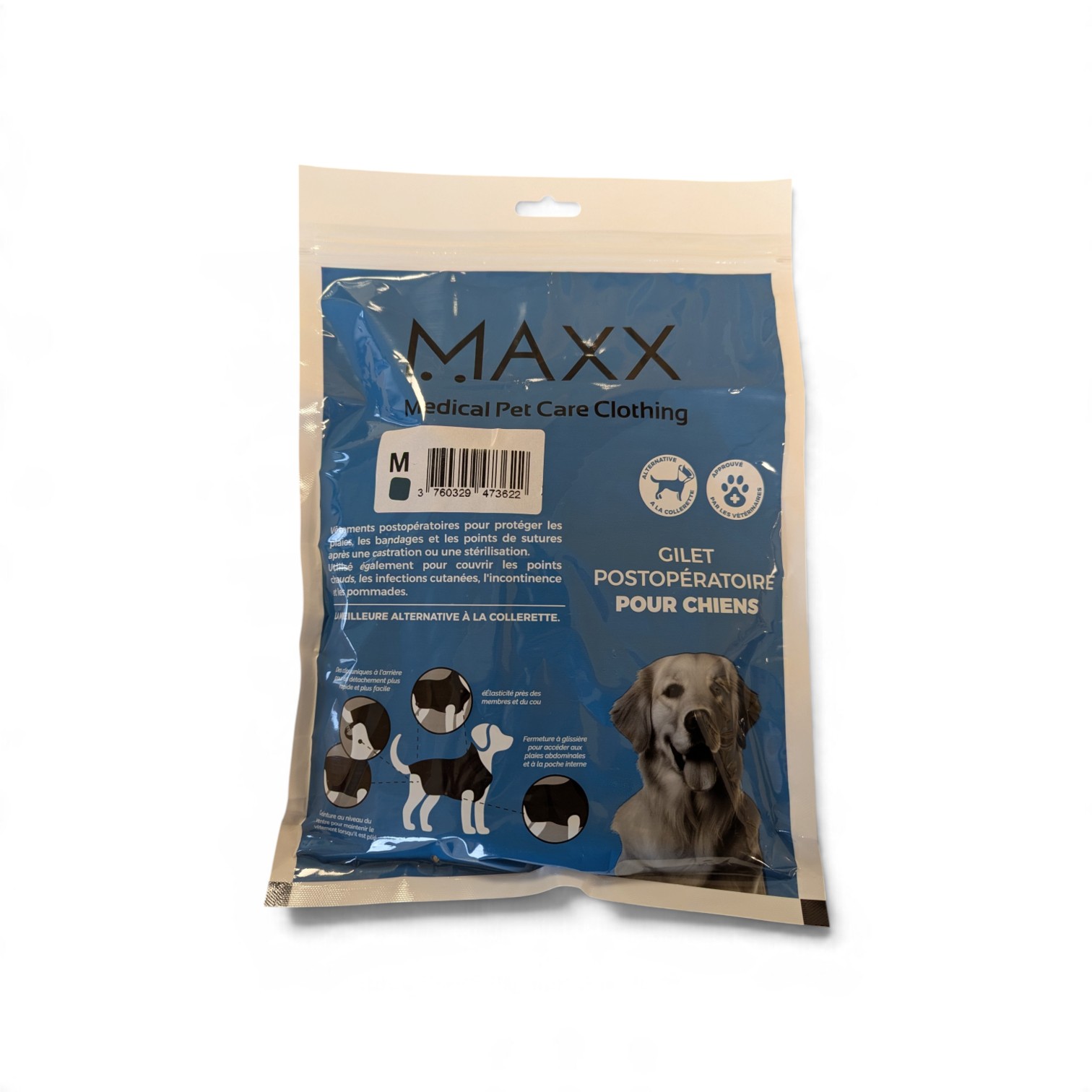 Body de protection Dog Shirt taille M bleu paon sur chien moyen