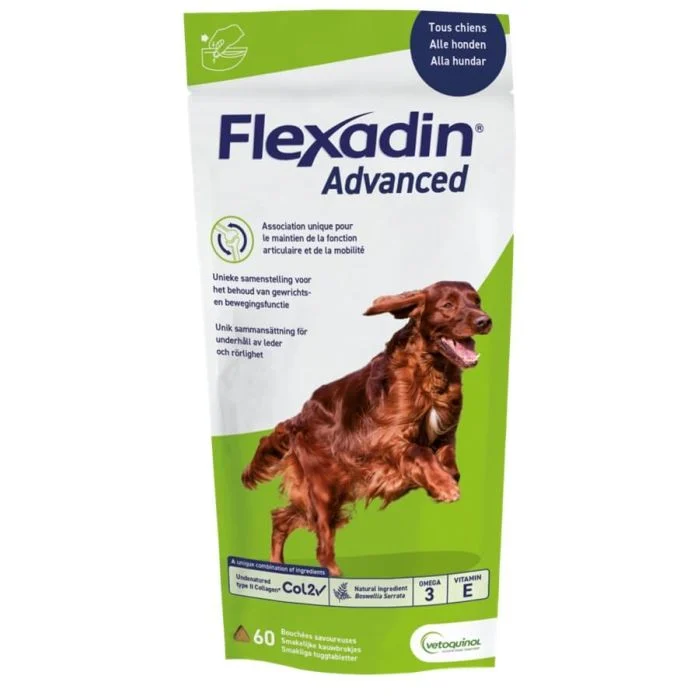 Sachet Flexadin Advanced Boswellia 60 bouchées format économique soutien articulaire chien
