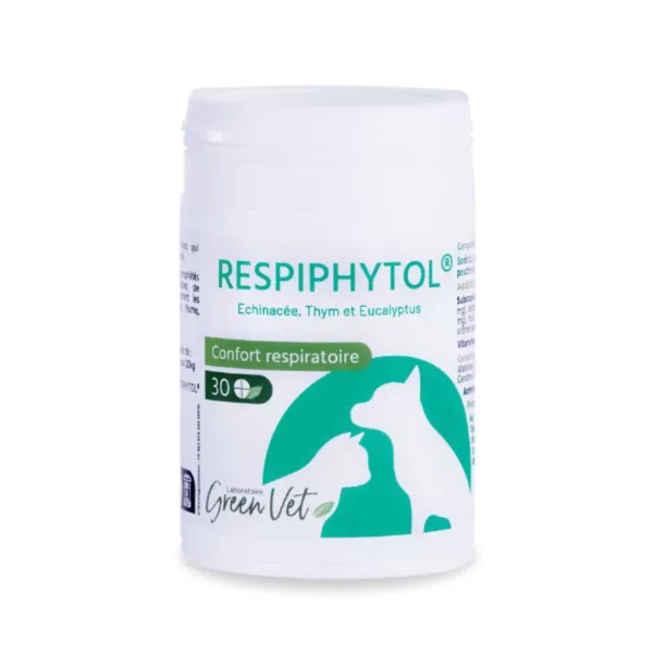 Respiphytol 30 comprimés GreenVet – complément respiratoire naturel pour chiens et chats.