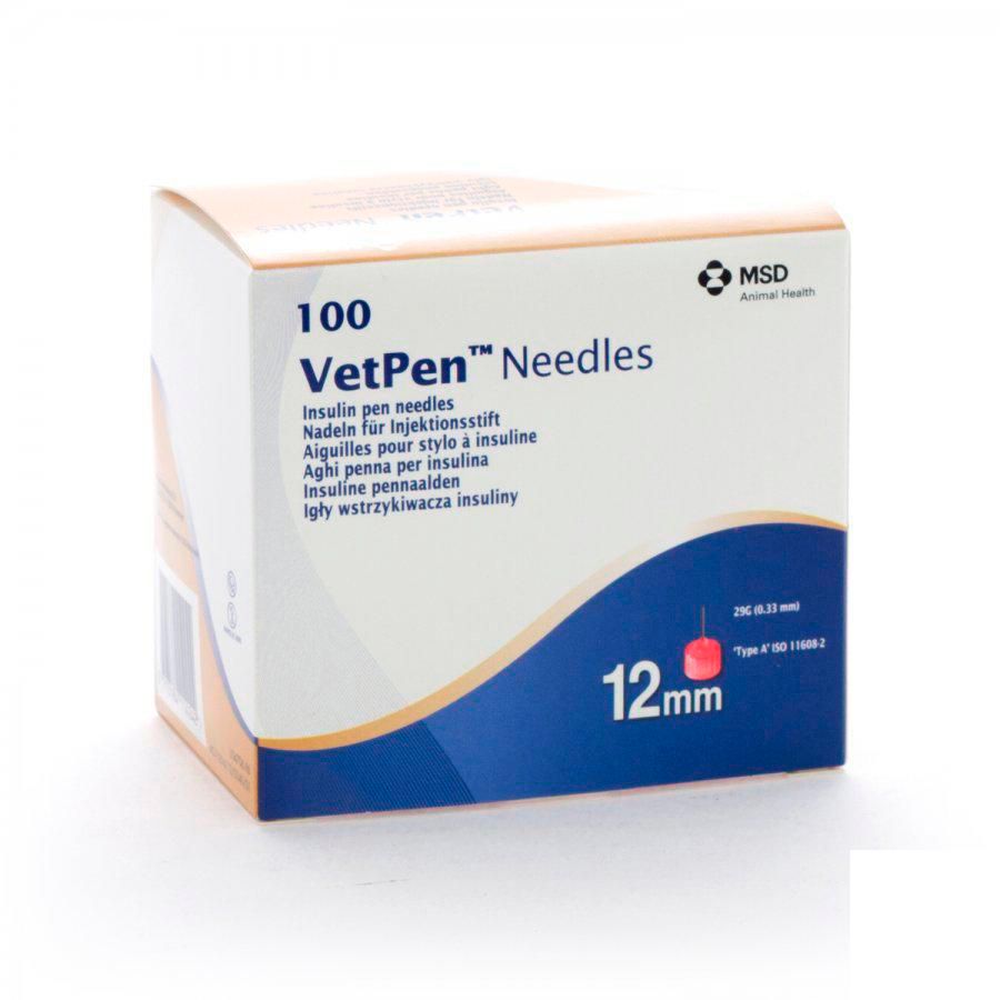 Boîte de 100 aiguilles VetPen 12mm 29G MSD pour stylo insuline chien diabétique