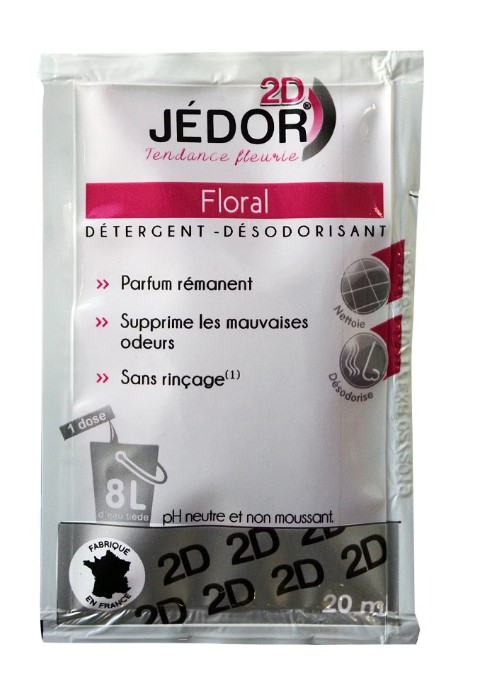 Dosette JEDOR 2D Floral 20ml nettoyant désodorisant pro sans rinçage.