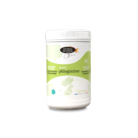 Pot blanc de 1,5 kg de cataplasme d'argile kaolin Antiphlogistine Horse Master pour les membres du cheval.