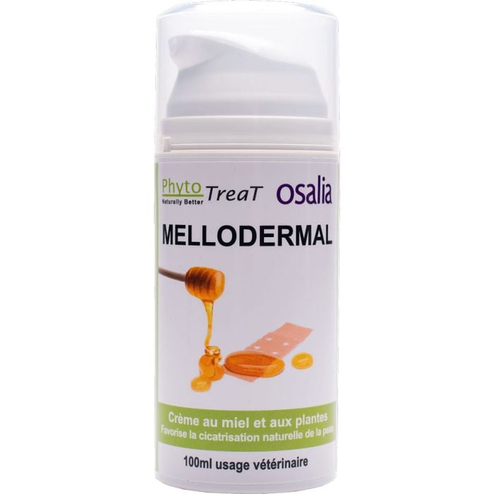 Mellodermal 100 ml Osalia – crème cicatrisante vétérinaire au miel et aux plantes pour chiens et chats, favorise la cicatrisation naturelle de la peau