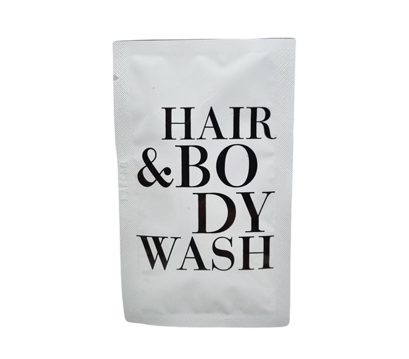 Sachet individuel Hair and Body Wash 10ml gel douche et shampooing 2-en-1.