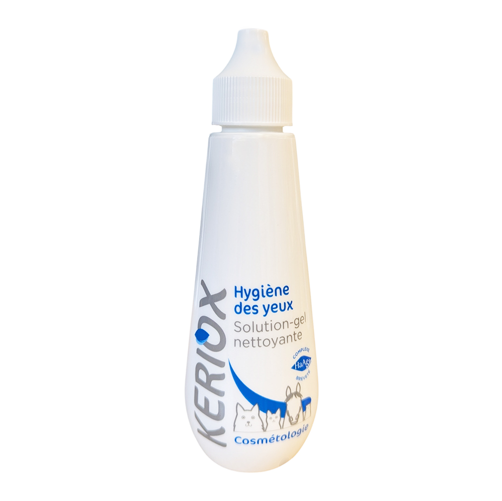 Keriox Solution-Gel Oculaire 100 ml – Nettoyant yeux sensibles chien et chat, élimination traces lacrymales.