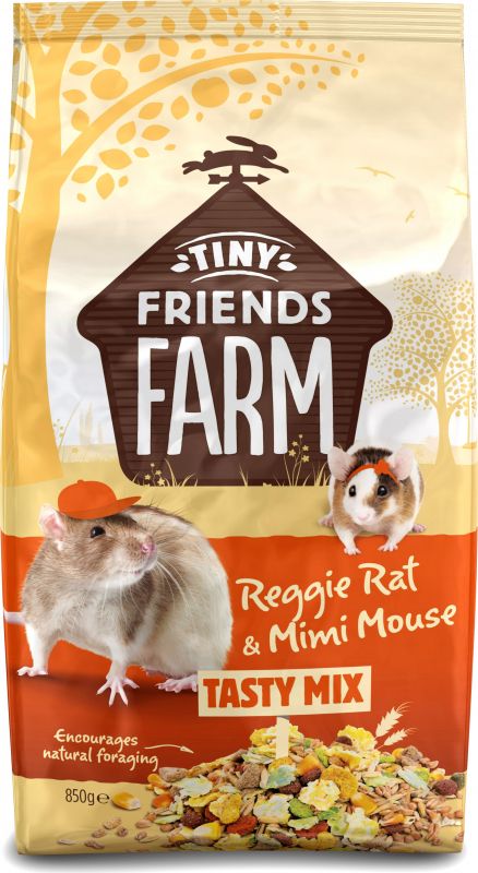 Sachet 850g d'aliment complet pour rats et souris Tiny Friends Farm Reggie Rat et Mimi Mouse Tasty Mix