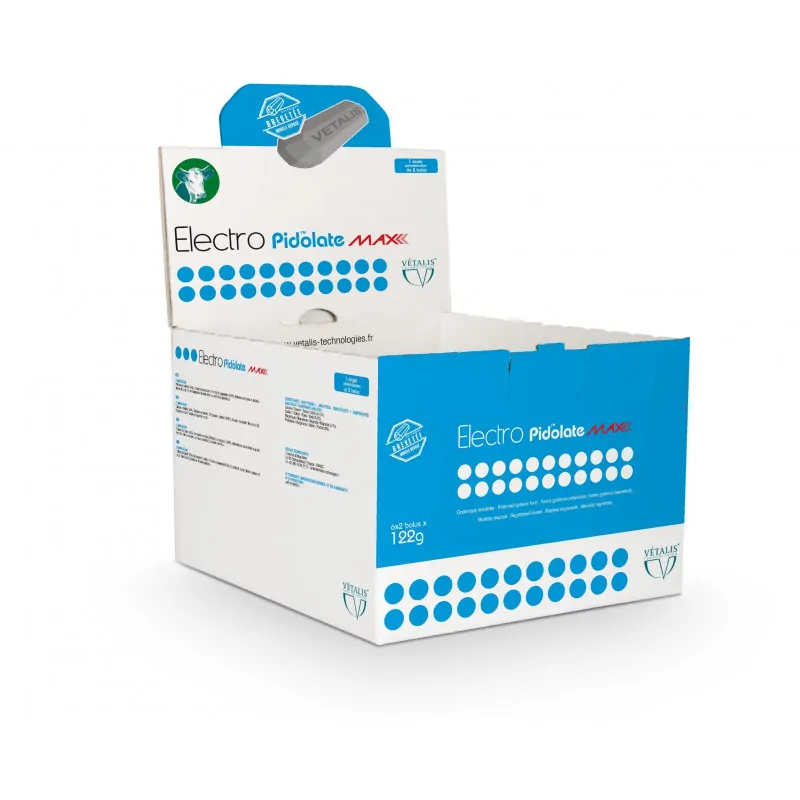 Boîte de 12 bolus Electro Pidolate Max Vétalis, 6 doses de calcium pour prévention fièvre de lait.