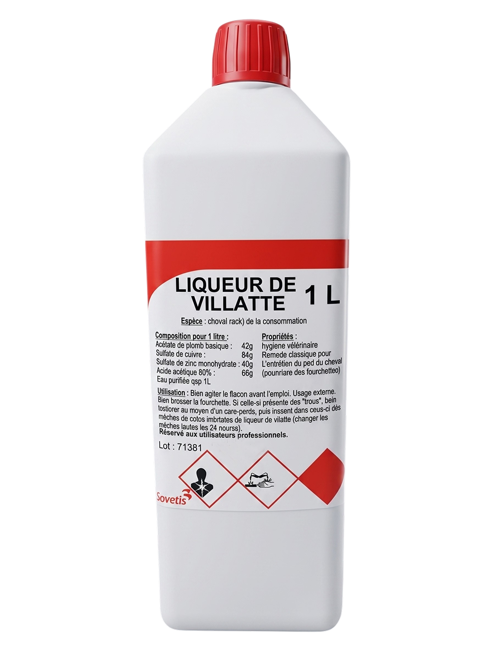 Liqueur de Villatte 1L Savetis – lotion détergente et protectrice pour sabot et fourchette