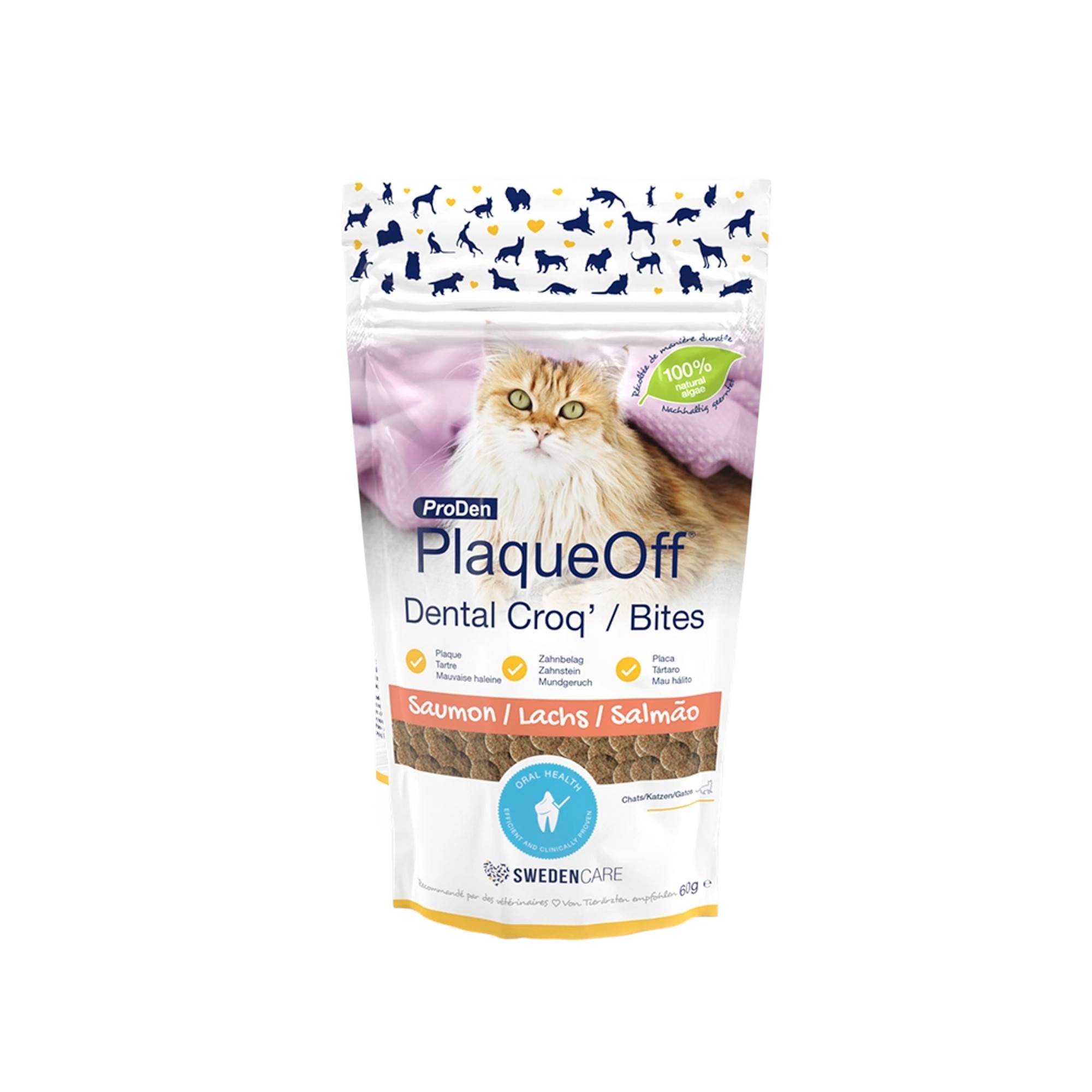 ProDen PlaqueOff chat 60g friandises dentaires saumon anti-plaque et anti-tartre