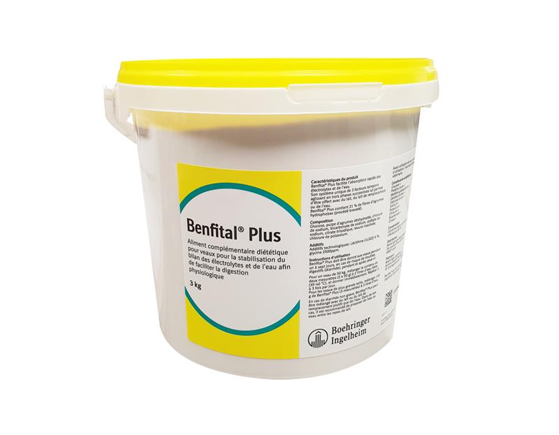 Seau Benfital Plus 3kg aliment diététique réhydratant veau Boehringer Ingelheim.