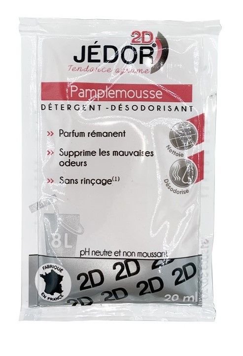 Dosette JEDOR 2D Pamplemousse 20ml nettoyant désodorisant professionnel sans rinçage.