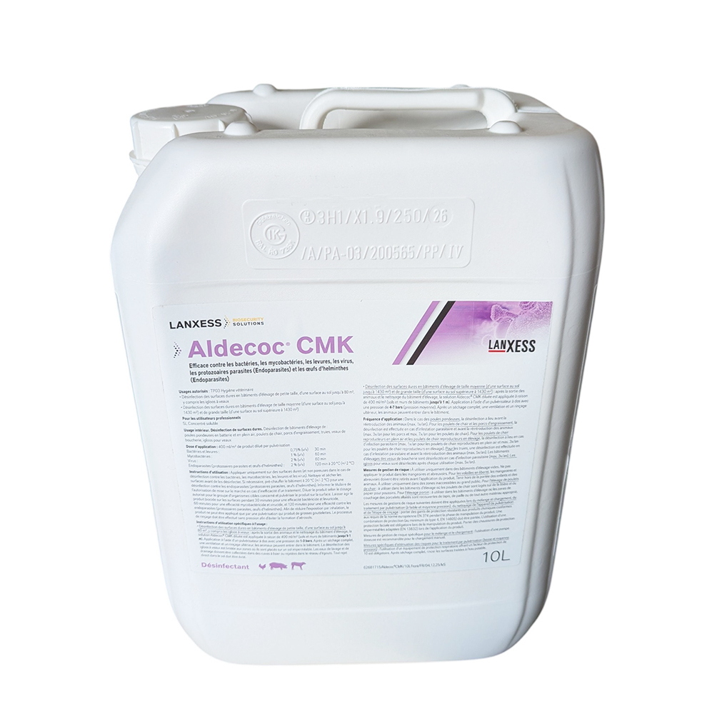 Bidon ALDECOC CMK 10L Lanxess - Désinfectant anticoccidien pour élevage.