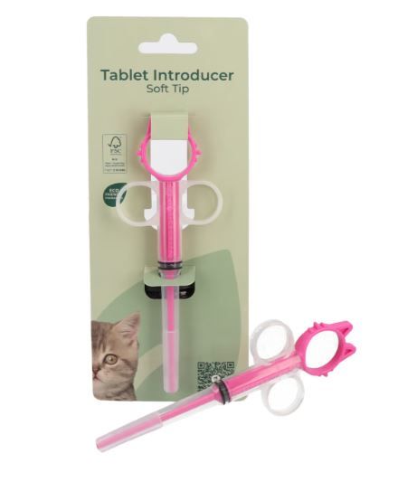 Lance-pilule rose embout silicone souple seringue médicament chat chien tablet introducer